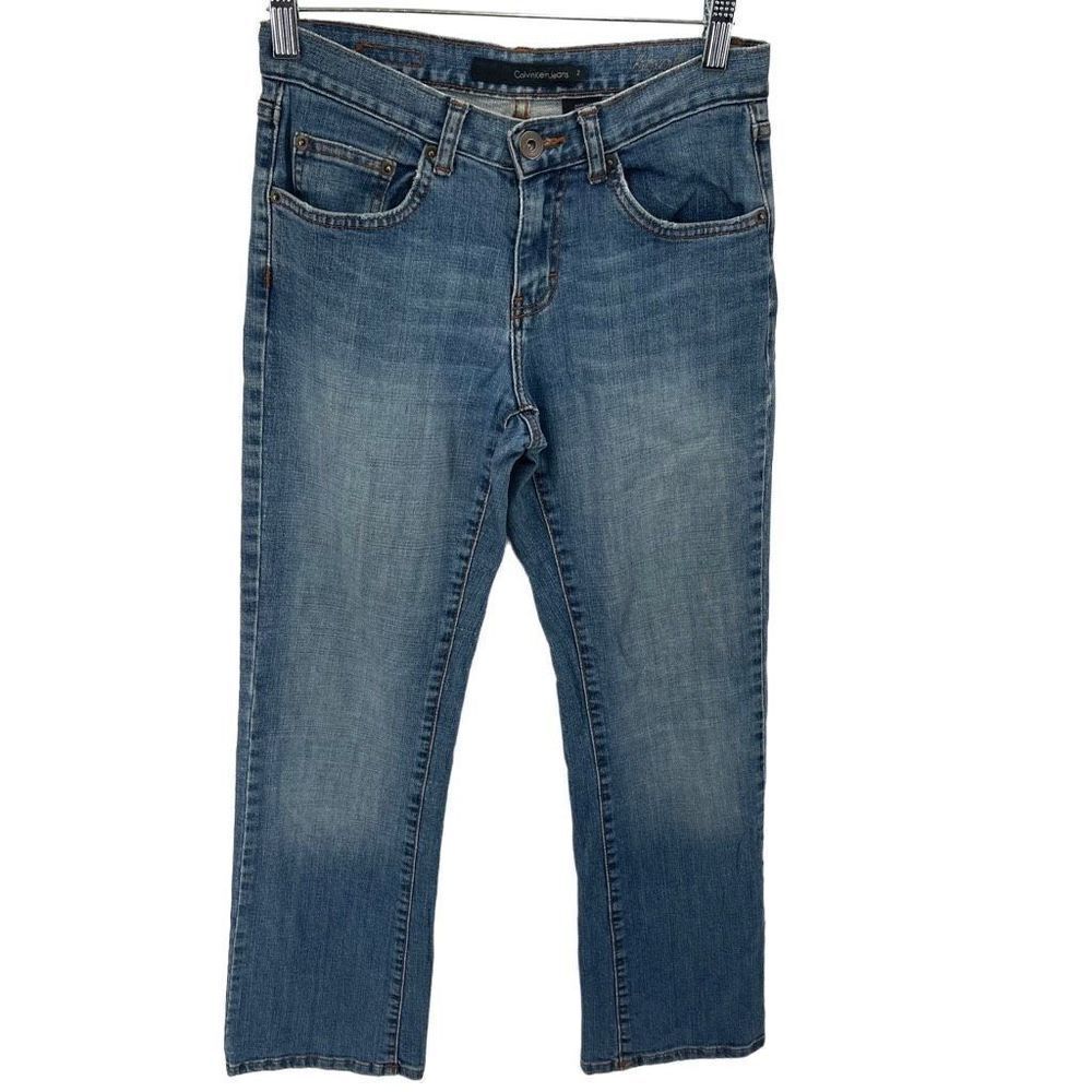 Calvin Klein Womens Straight Jeans Denim Stretch 5 Pocket Light Wash Blue Size 2